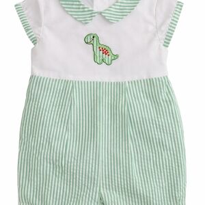 Green and White Striped Baby Romper